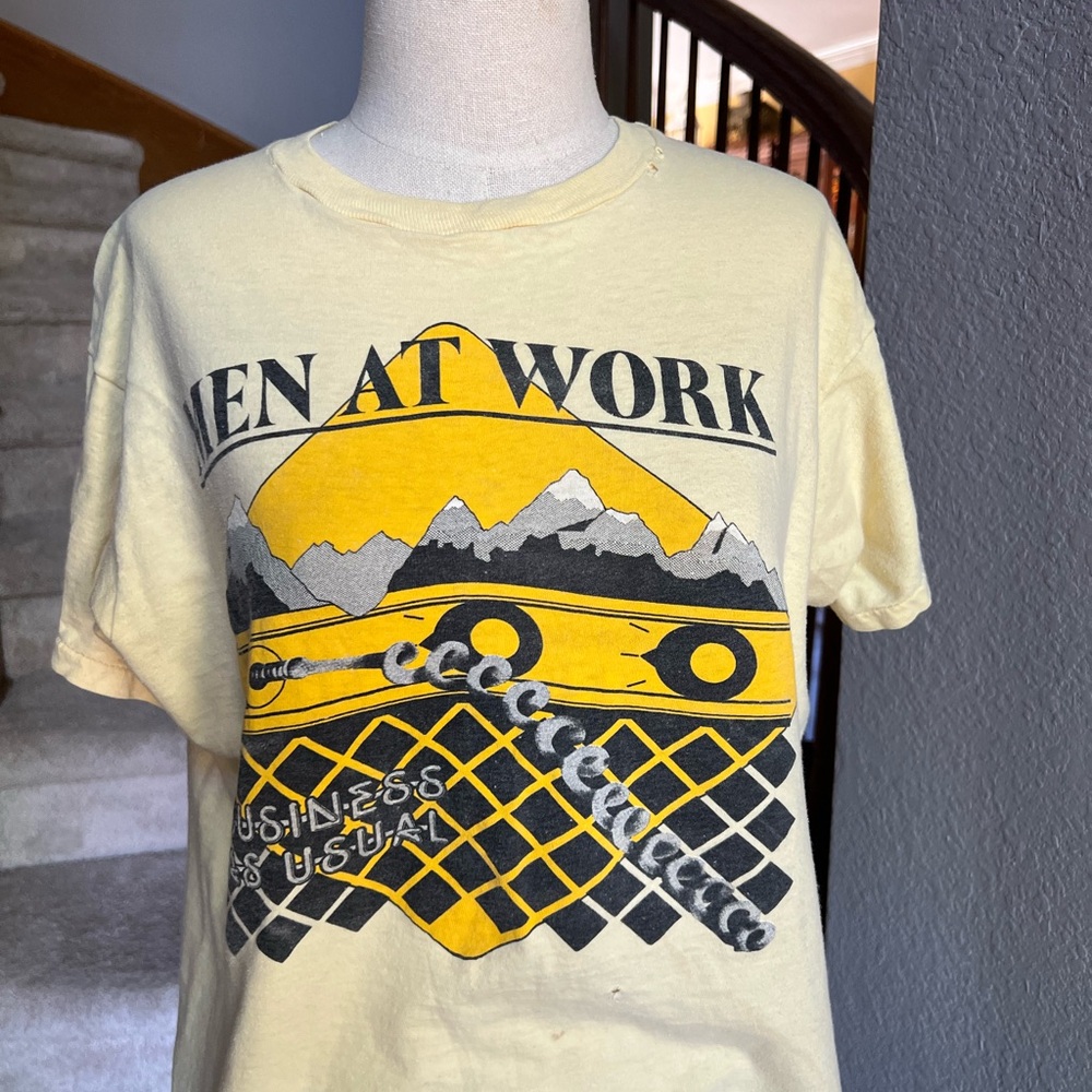 Vintage Men At Work 1993 Tour Tee - Yellow Crewneck Shirt